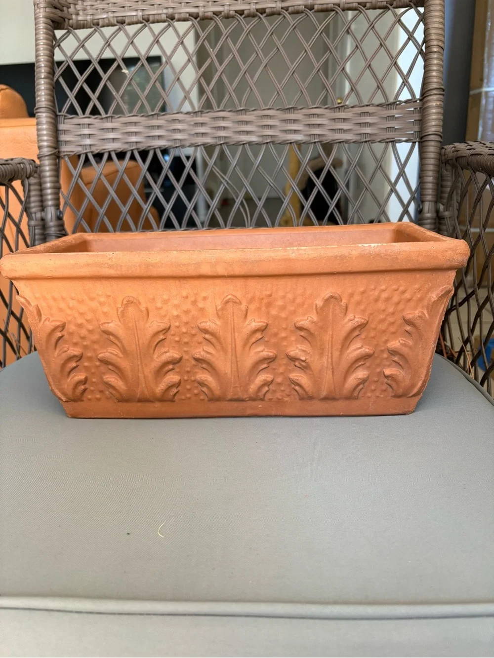 Vintage Italian Made Silma Terracotta Acanthus Leaf Relief Planter